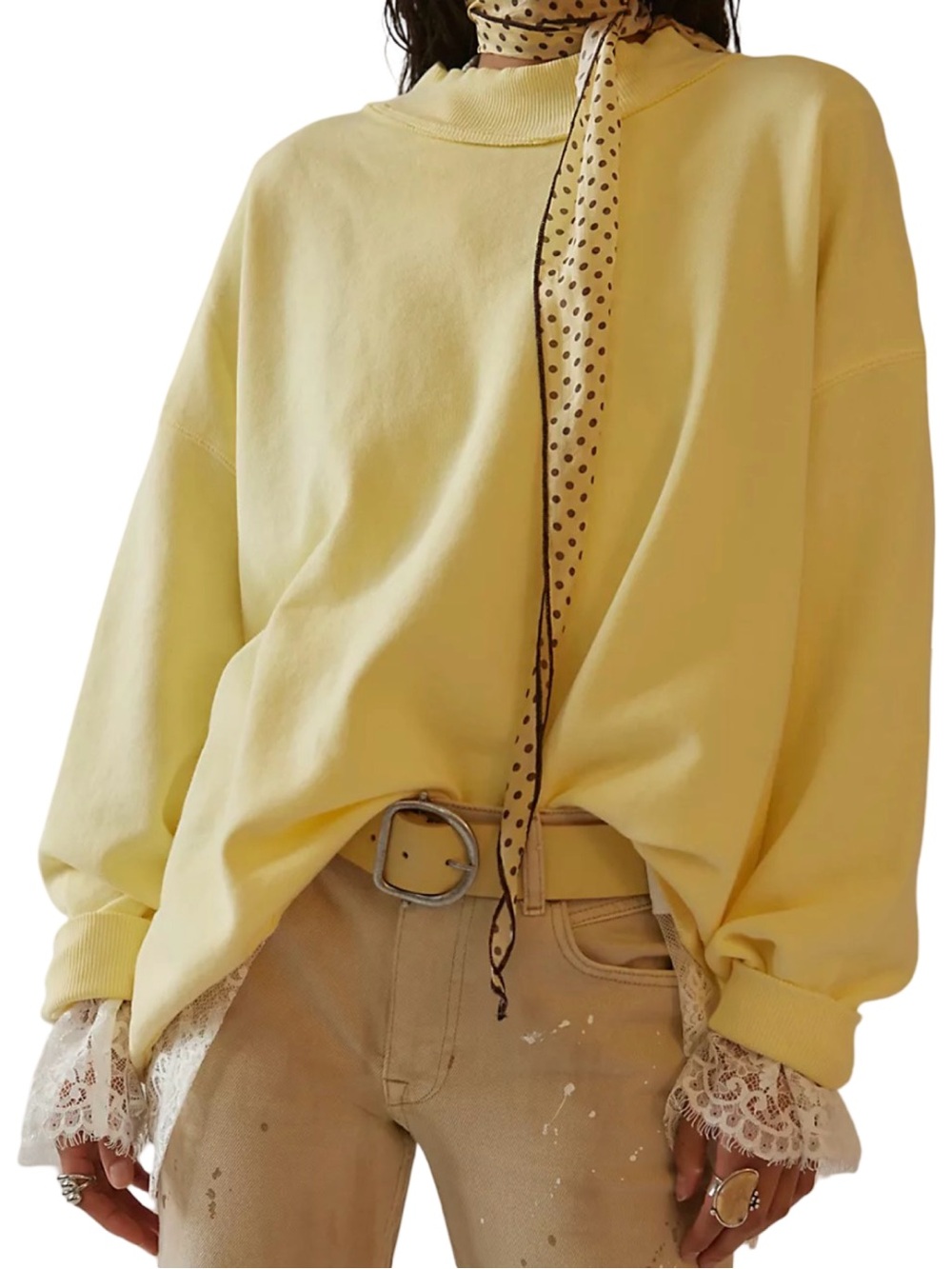 Free People We The Free Palm Springs Pullover NWD Banana Cream Size M